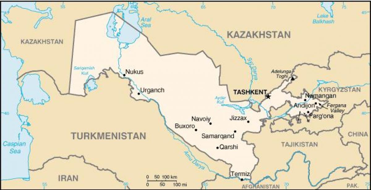 kaart Usbekistan linnad