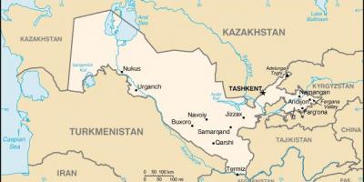 Kaart Usbekistan linnad